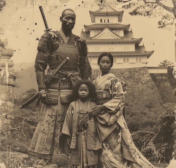 Fake photo of Yasuke and family