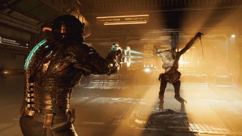Isaac targets a Necromorph in Dead Space Isaac targets a Necromorph in Dead Space