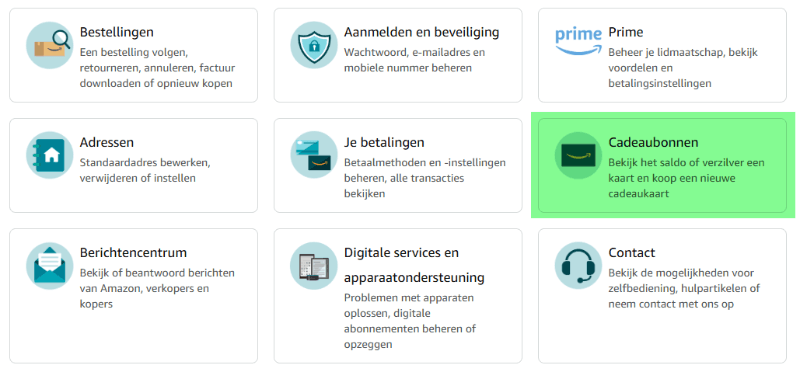 Selecteer hier Cadeaubonnen