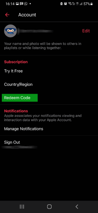 This is where you can redeem an Apple code on Android