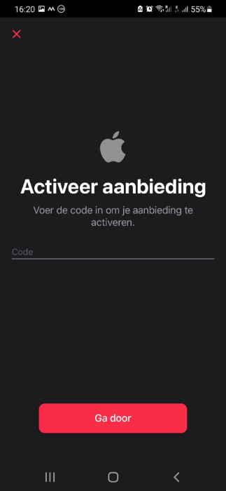 Voer hier je Apple code in op Android Voer hier je Apple code in op Android