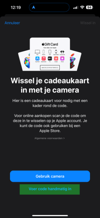 De keuze om de code handmatig in te voeren op iphone De keuze om de code handmatig in te voeren op iphone