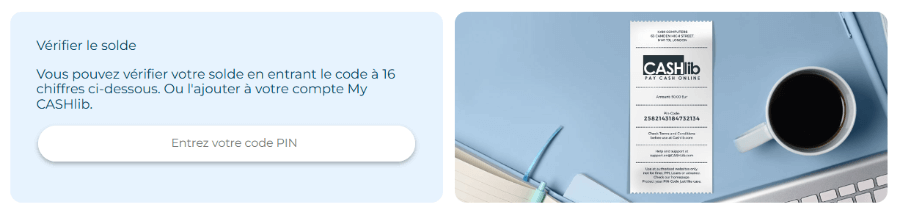 Entrez le code CASHlib pour vérifier le solde