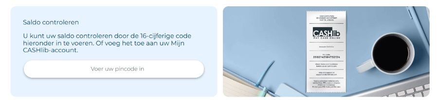 Voer CASHlib-code in om saldo te controleren