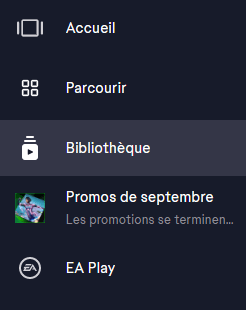 Cliquez sur Bibliothèque dans l’application EA