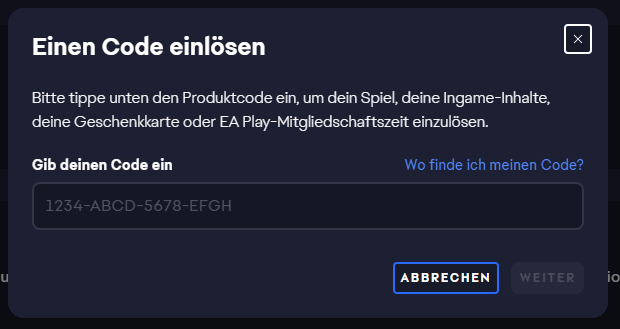 Hier typ je je EA-code