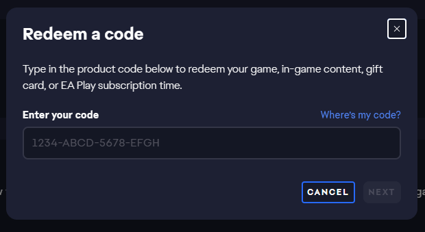 This is where you type your EA code