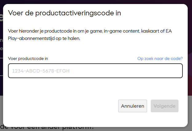 Hier typ je je EA-code Hier typ je je EA-code