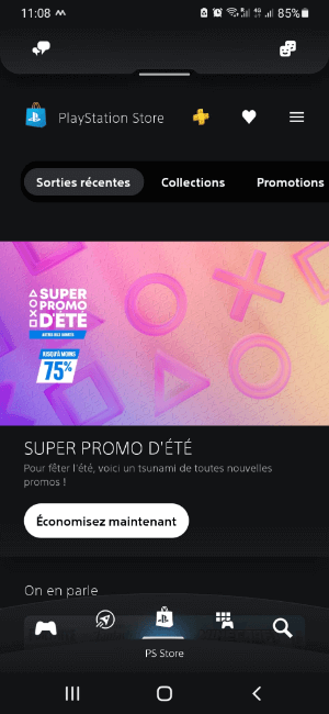 L’icône du ps store dans l’application playstation