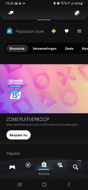 Het PS Store-pictogram op de PlayStation-app Het PS Store-pictogram op de PlayStation-app