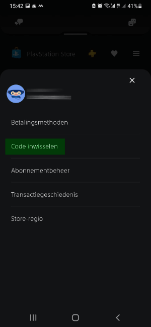 Het menu op de PlayStation-app Het menu op de PlayStation-app