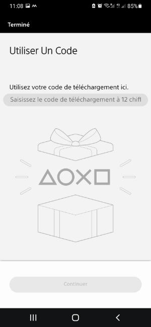 L’écran d’échange dans l’application playstation