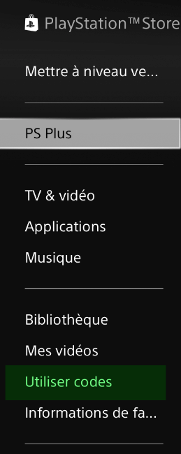 Le menu de la PlayStation 4