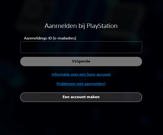 PlayStation-aanmeldscherm PlayStation-aanmeldscherm