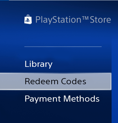 PSN redeem codes screen