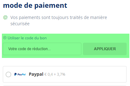 Utilisez votre code de réduction ici Utilisez votre code de réduction ici