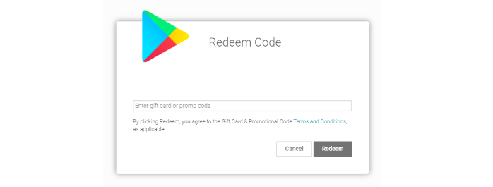 Enter your Google Play Code here