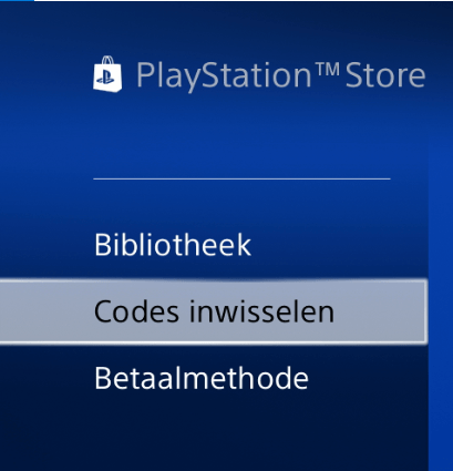 Klik op codes inwisselen op je PSN console