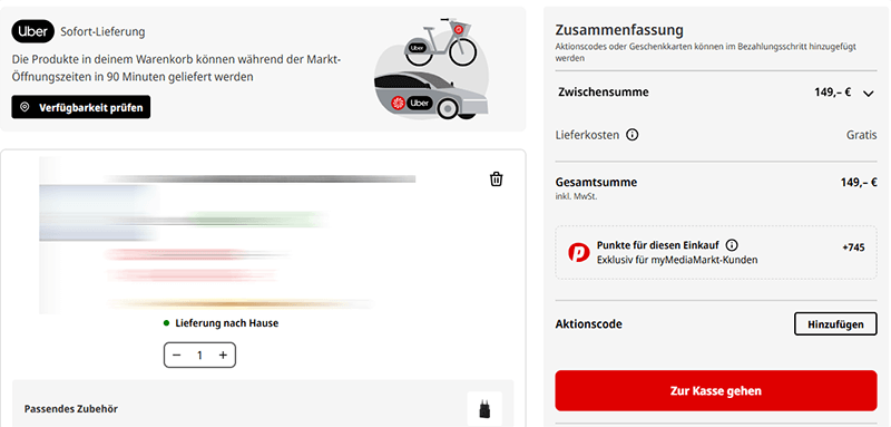 Place the item in the cart