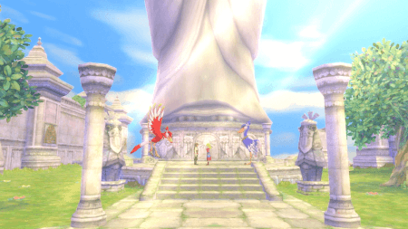 Screenshot 2: Standing at the base of a statue