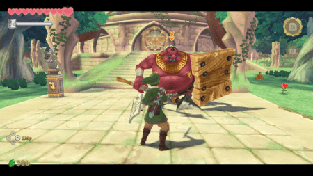 Screenshot 4: Link besiegt einen Oger mit Schild