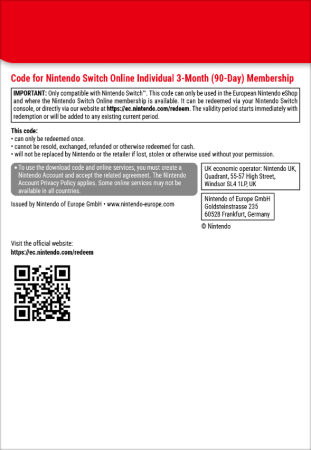 Switch Online 3 months back