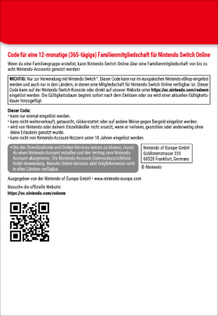 Switch Online Family 12 Monate back