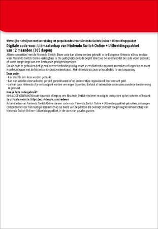 Switch Online + Expansion 12 maanden back