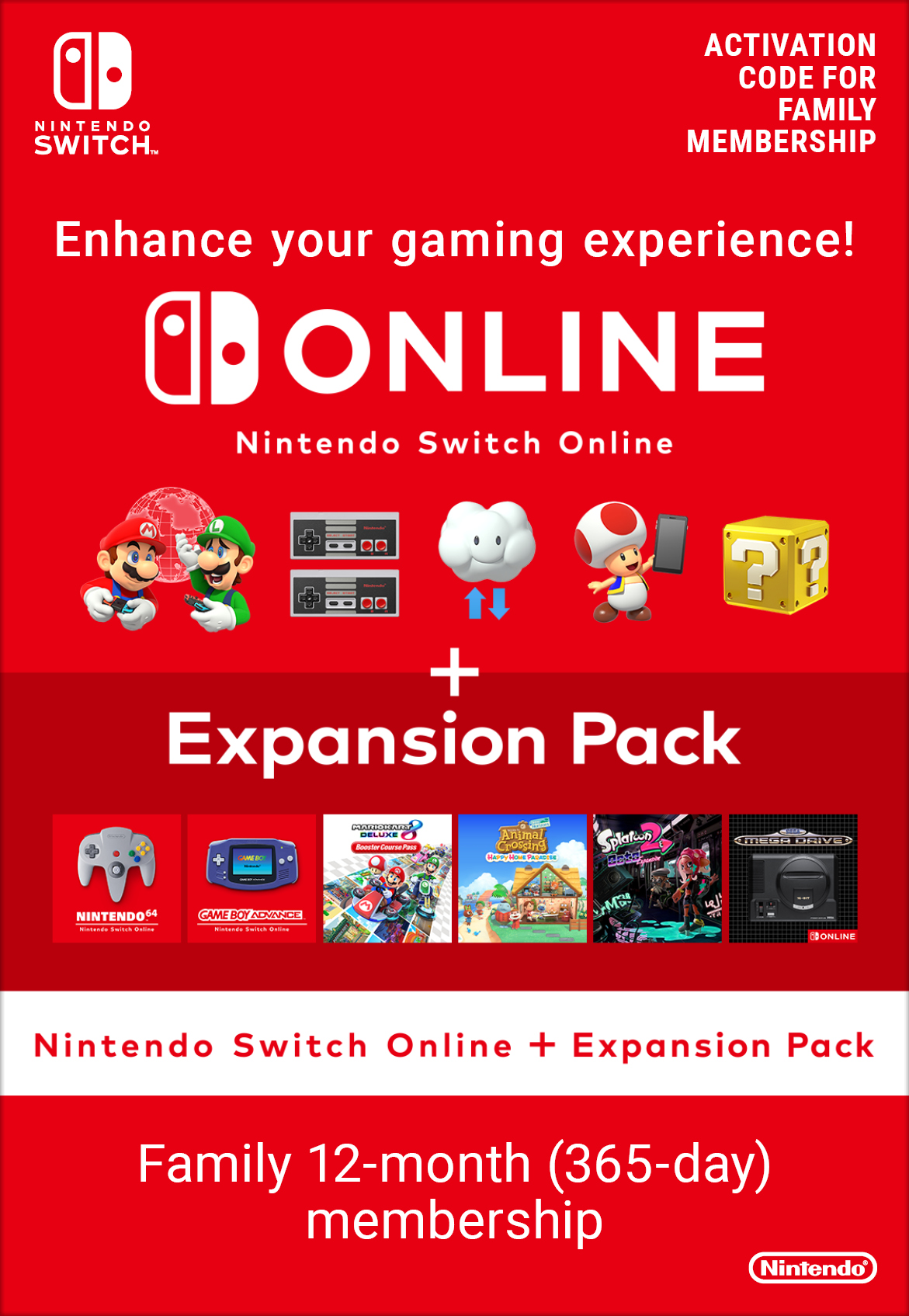 Nintendo Switch Online + Expansion family 12 month EN