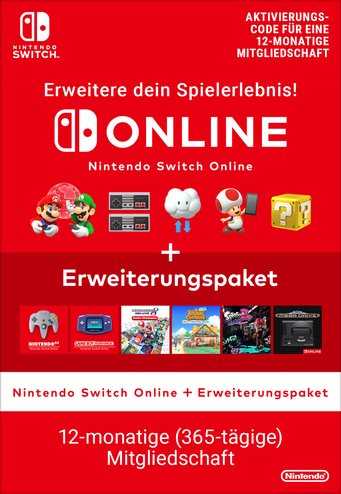 Gamecardsdirect Erweiterungspaket 365 Tage Switch + Nintendo Online |