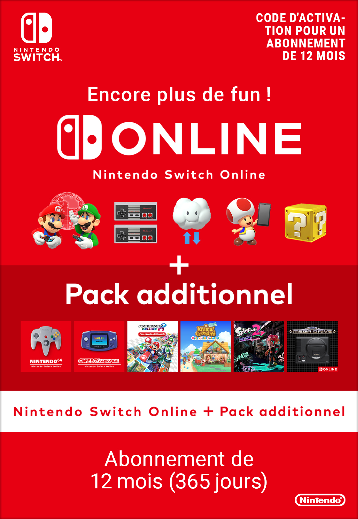 Nintendo Switch Online + Expansion individual 12 month FR