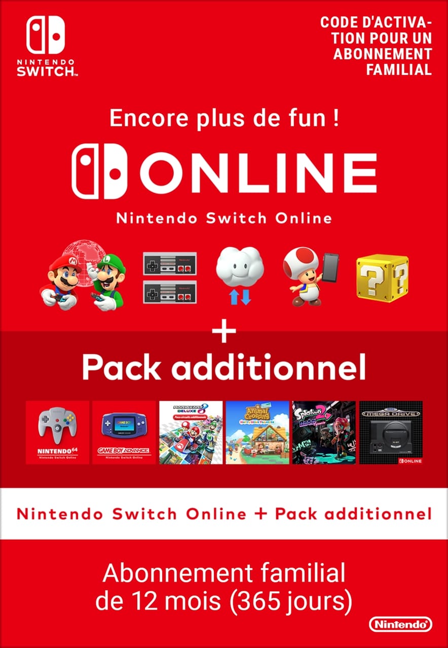 E-carte cadeau Nintendo Switch Online : abonnement 12 mois