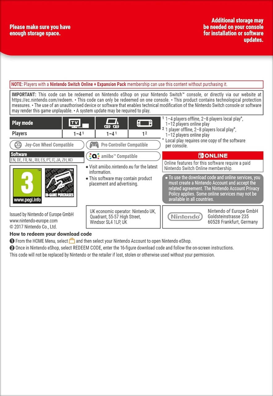Mario Kart 8 Deluxe (EU), Switch
